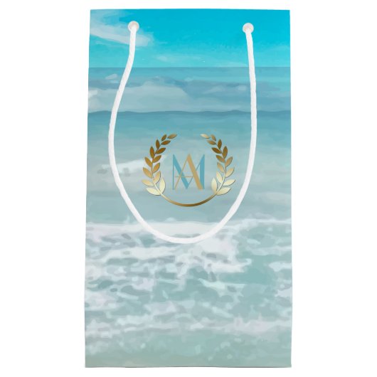 抱き枕 |モノグラムモダン幾何学的ビーチ スモールペーパーバッグ (正面)