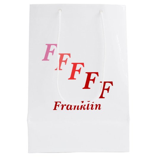 抱き枕 – 名前とステップ文字（赤） ミディアムペーパーバッグ (裏面)