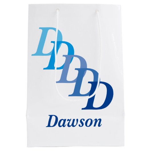 抱き枕 – 姓と文字（青） ミディアムペーパーバッグ (裏面)