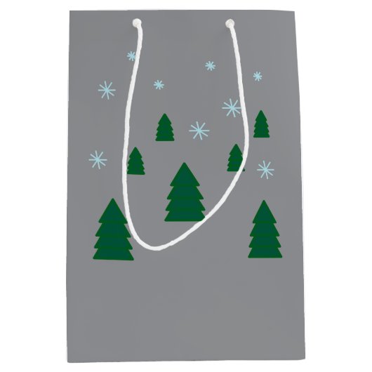 抱き枕 – 松林と雪片 ミディアムペーパーバッグ (正面)