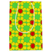 抱き枕 – 様式化されたデイジーオン緑 ミディアムペーパーバッグ (正面)