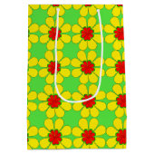 抱き枕 – 様式化されたデイジーオン緑 ミディアムペーパーバッグ (裏面)