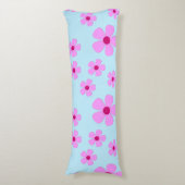 抱き枕、緑の青、ピンクの花 ボディピロー (正面縦)