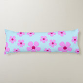 抱き枕、緑の青、ピンクの花 ボディピロー (正面)