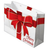 抱き枕-赤い弓とリボンオンホワイト ラージペーパーバッグ (正面アングル)