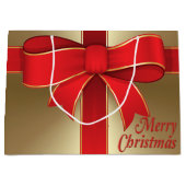 抱き枕-赤い弓とリボン金ゴールド ラージペーパーバッグ (正面)