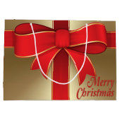 抱き枕-赤い弓とリボン金ゴールド ラージペーパーバッグ (裏面)