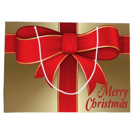 抱き枕-赤い弓とリボン金ゴールド ラージペーパーバッグ (裏面)