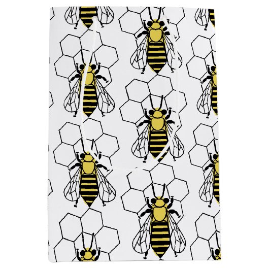 抱き枕 – 黄色と黒のミツバチ ミディアムペーパーバッグ (正面)