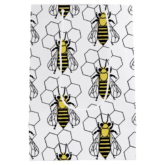 抱き枕 – 黄色と黒のミツバチ ミディアムペーパーバッグ (裏面)