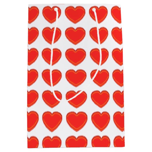 抱き枕- 3-Dの赤いハート ミディアムペーパーバッグ (正面)