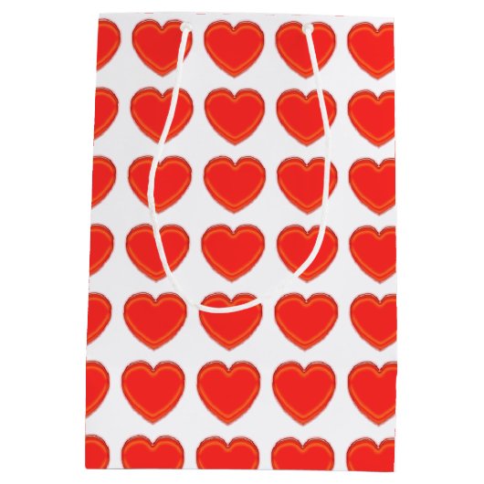 抱き枕- 3-Dの赤いハート ミディアムペーパーバッグ (裏面)