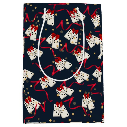 抱き枕- Dominoデザインブルー ミディアムペーパーバッグ (正面)