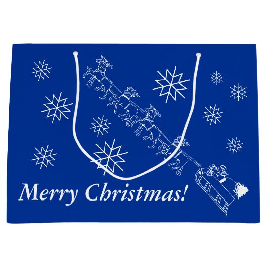 抱き枕- Santa and Sleigh in Snow (lrg) ラージペーパーバッグ (正面)