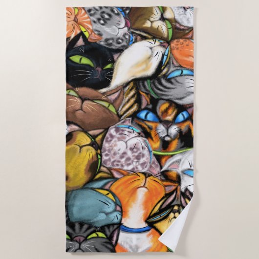 抱き猫ビーチタオル猫ハグ ビーチタオル (正面)