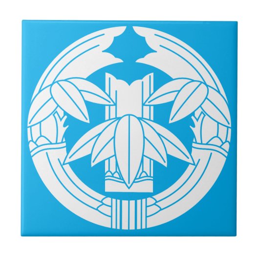 抱き竹に切り竹 タイル (正面)