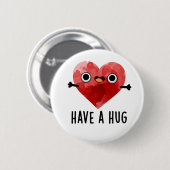 抱き締めたハートをおもしろい飲む 缶バッジ (正面&裏面)