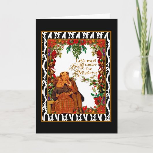 抱擁およびキスのための休日の願い シーズンカード (正面)