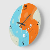 抱擁のカラフルでかわいい火および水要素 ラージ壁時計 (傾斜)