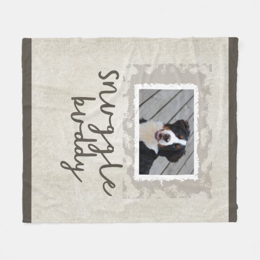 抱擁の相棒タンかブラウンのフリース犬の写真毛布 フリースブランケット (正面(横))