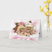 抱擁のCreek®の茶時間テディの挨拶状 カード (黄色い花)