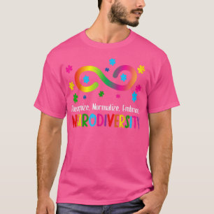抱擁ニューロダイバーシティスペクトルASD ADHD Rainbow i Tシャツ