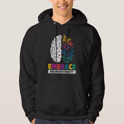 抱擁ニューロダイバーシティ自閉症ADHD ASDレインボーブラ パーカ (正面)