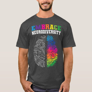 抱擁ニューロダイバーシティ自閉症ADHD ASDレインボーブラ Tシャツ