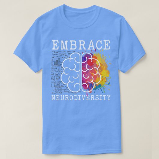 抱擁ニューロダイバーシティ自閉症ADHD ASDレインボーブラ Tシャツ (デザイン正面)