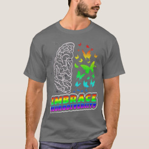 抱擁ニューロダイバーシティ自閉症ADHD ASDレインボーブラ Tシャツ