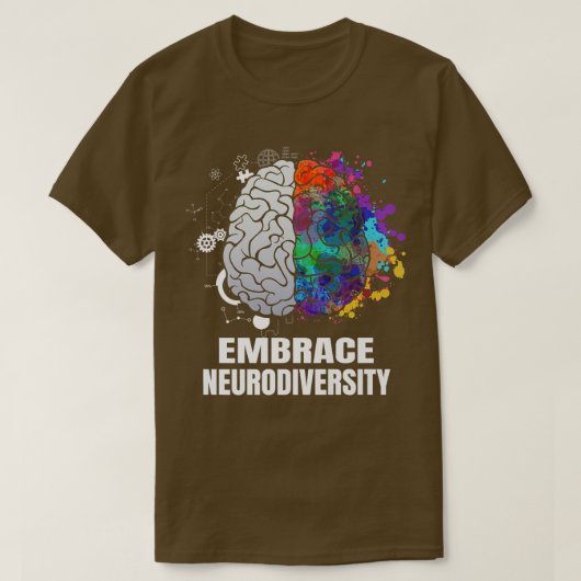 抱擁ニューロダイバーシティ自閉症ADHD ASDレインボーブラ Tシャツ (デザイン正面)