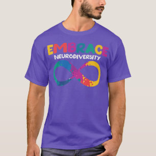 抱擁ニューロダイバーシティ自閉症ADHD ASDレインボーブラ Tシャツ