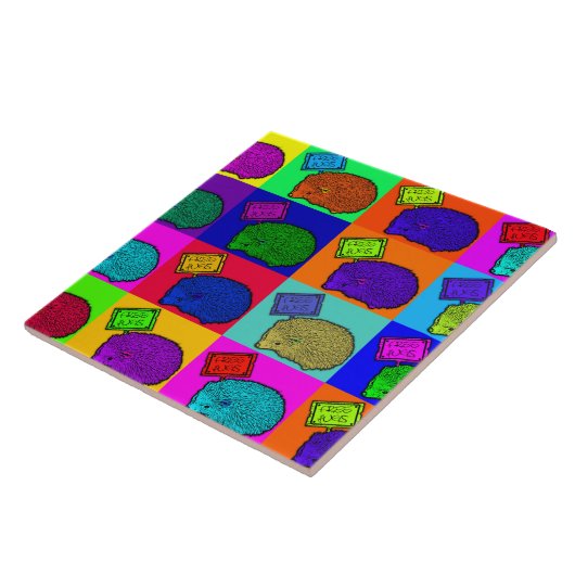 抱擁ハリネズミのカラフルなポップアートPopartを解放して下さい タイル (側面)