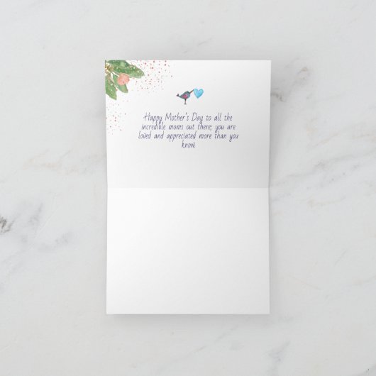 抱擁マザー自然 – 折り畳まれたマザーズデイカード カード (内部)