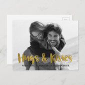 抱擁及びキスの金ゴールドホイルのバレンタインデーの写真 シーズンポストカード (正面/裏面)