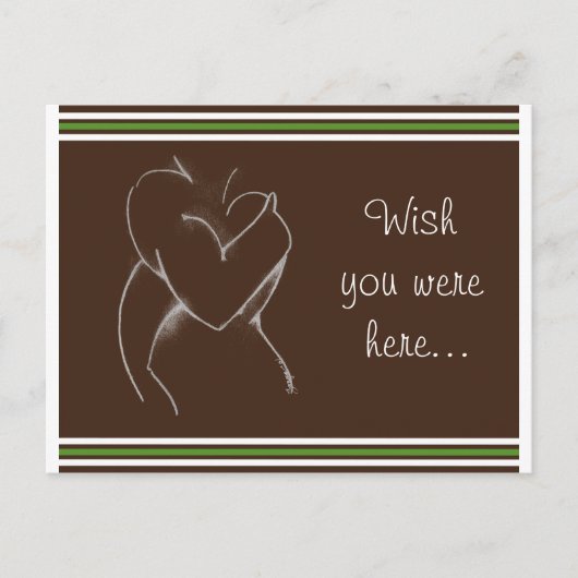 抱擁（赤ちゃんシャワー）ブラウン&緑はがき インビテーションポストカード (正面)