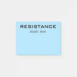 抵抗が始まるライトブルーの黒い文字 ポストイット