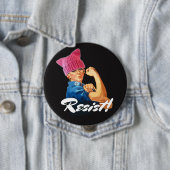 "抵抗して下さい!" 及び猫の帽子のRosie 缶バッジ (インサイチュ)