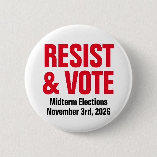 抵抗と投票 – アンチトランプ中間選挙 缶バッジ (正面)