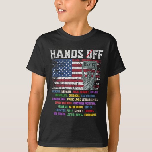 抵抗に抵抗Usa自由の女神オフの手 Tシャツ (正面)