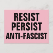 抵抗アンチ – ファシスト耐性ピンク ポストカード (正面)