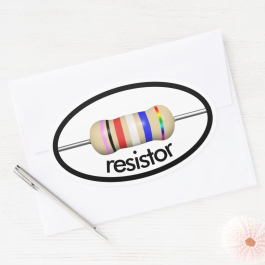 抵抗楕円シール付き文字 楕円形シール (封筒)