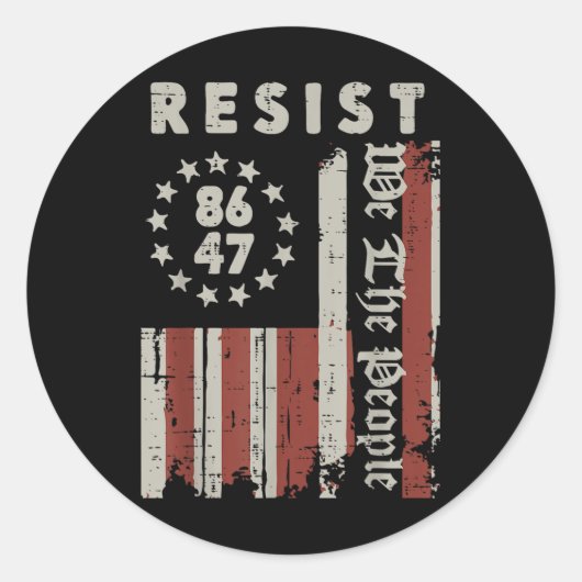 抵抗8647米国国旗We人々は女性に私に抗議 ラウンドシール (正面)