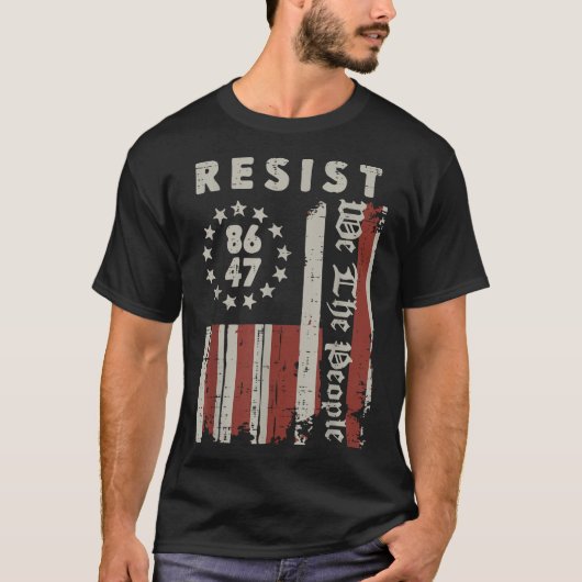 抵抗8647米国国旗We人々は女性に私に抗議 Tシャツ (正面)