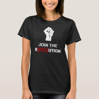 抵抗-黒いレディースTシャツ--を結合して下さい Tシャツ