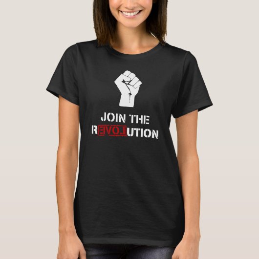 抵抗-黒いレディースTシャツ--を結合して下さい Tシャツ (正面)