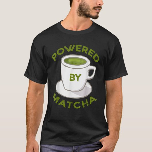 抹茶かわいいの緑おもしろいのティーカップ愛好家のパワー Tシャツ (正面)