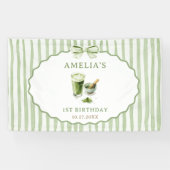 抹茶の誕生日グリーンボウストライプ 横断幕 (横)