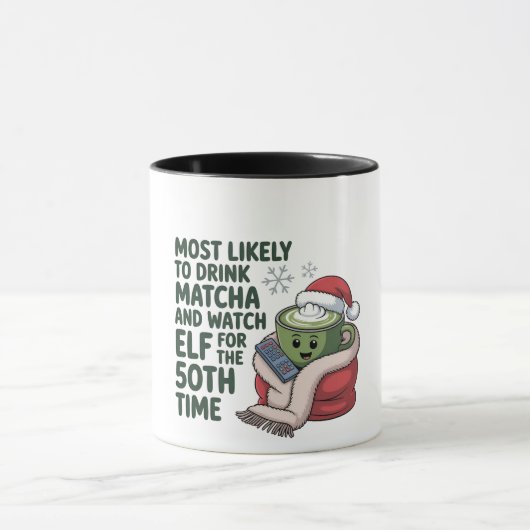 抹茶を飲んでエルフのクリスマスを見るのが一番 マグカップ (中央)