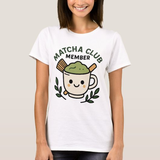 抹茶クラブ会員 - かわいい緑茶デザイン Tシャツ (正面)